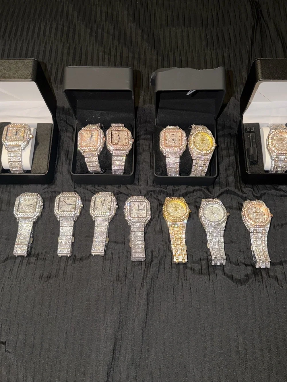 Audemars Piguet Fully Iced Diamond Bracelet Watches in Silver, Gold, Rose Gold